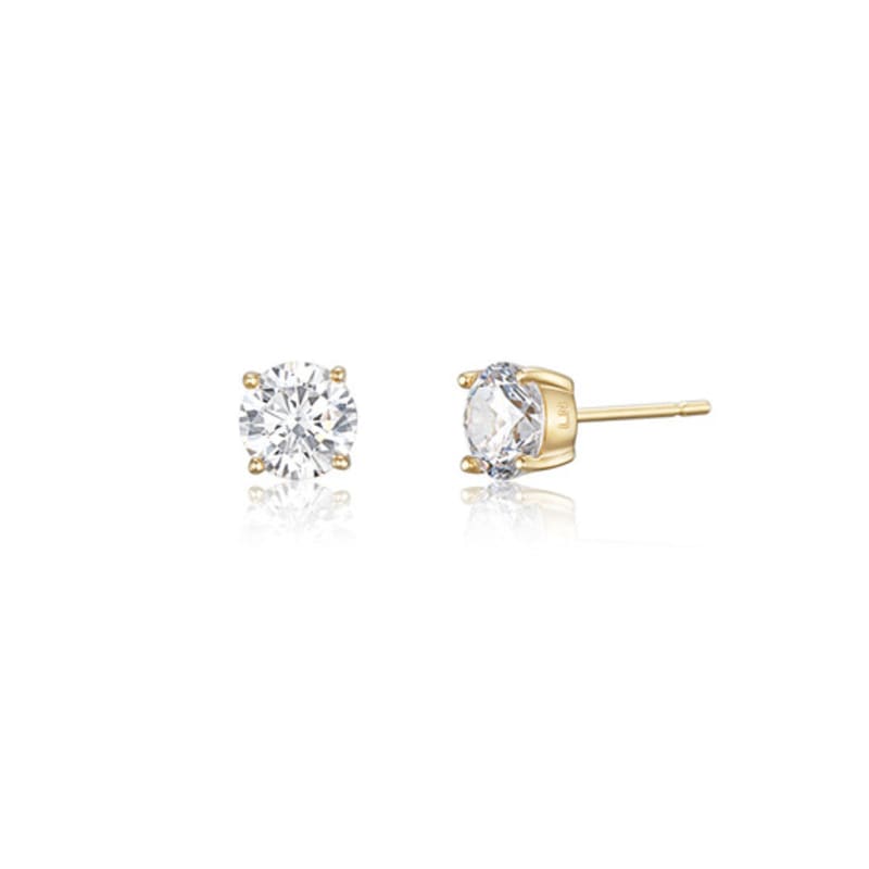 LUNNE 14k Round Brilliant 0.1 Carat Moissanite Earrings (14k Gold) #MOE02
