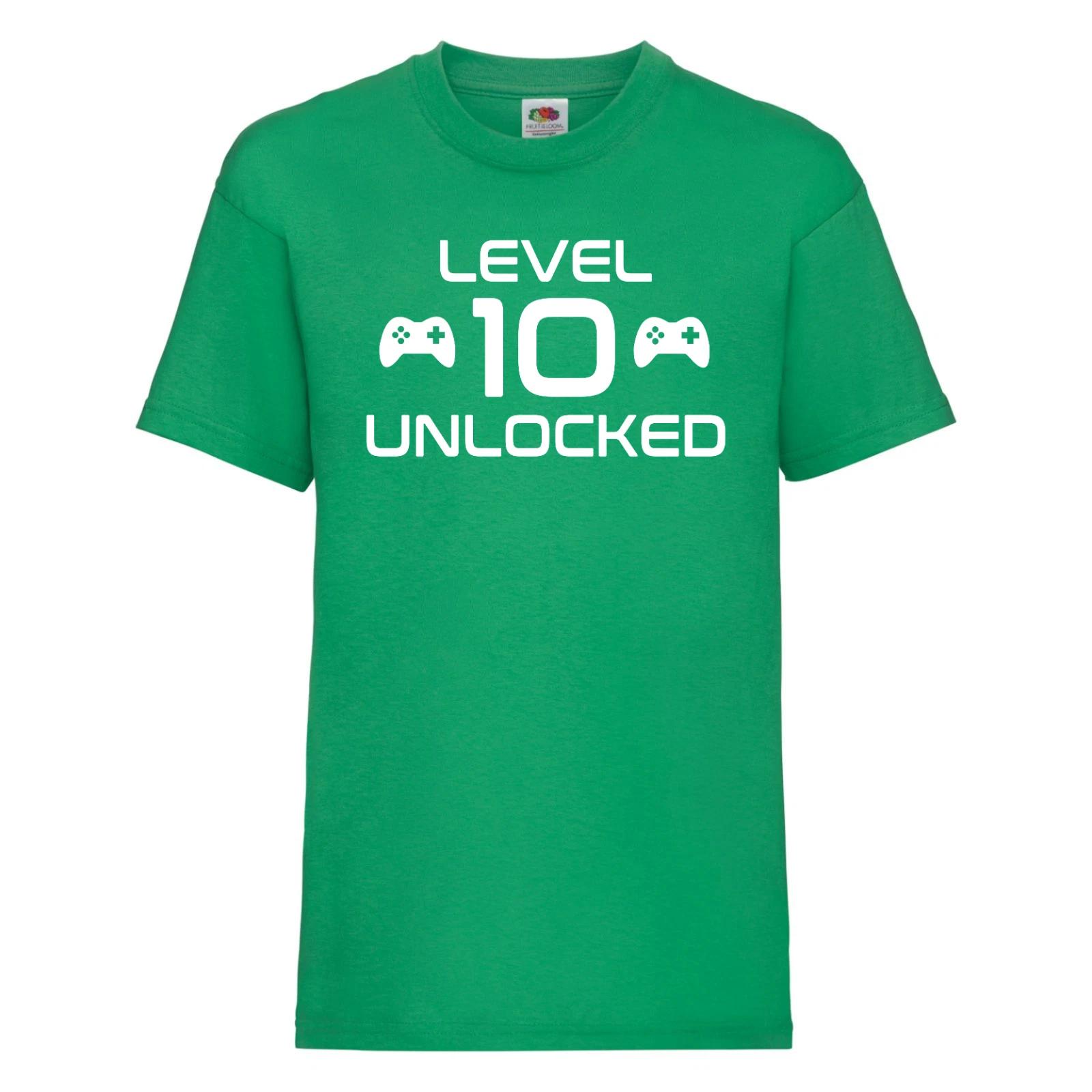 Level 10 Unlocked T-Shirt - Gift for 10 year old birthday, 10th birthday t Shirt L