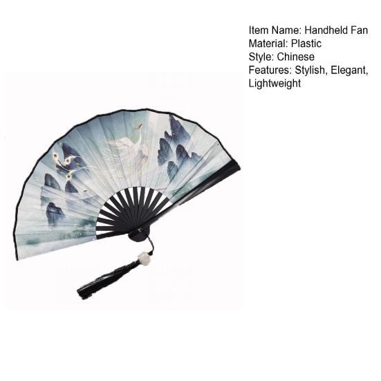 Skládací ruční ventilátor čínský vintage styl plastový ventilátor Oboustranné příslušenství Hanfu pro svatby a taneční párty