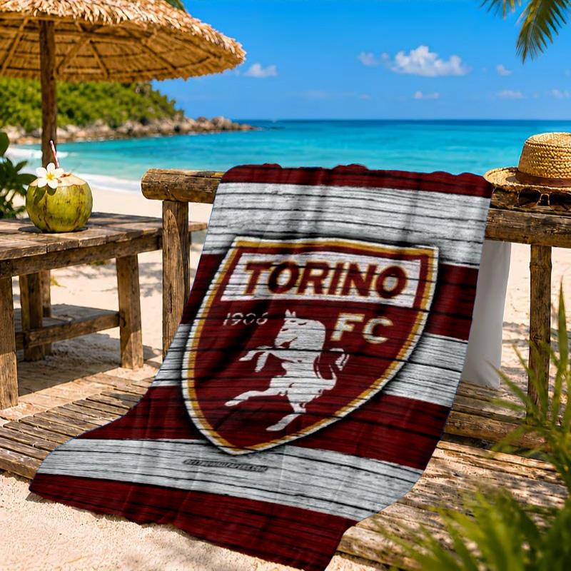 Asciugamano da Spiaggia con Stemma Torino Fc, Asciugatura Rapida, Facile da Curare, Adatto sia per il Fitness che per le Vacanze al Mare, Essenziale per lo Sport