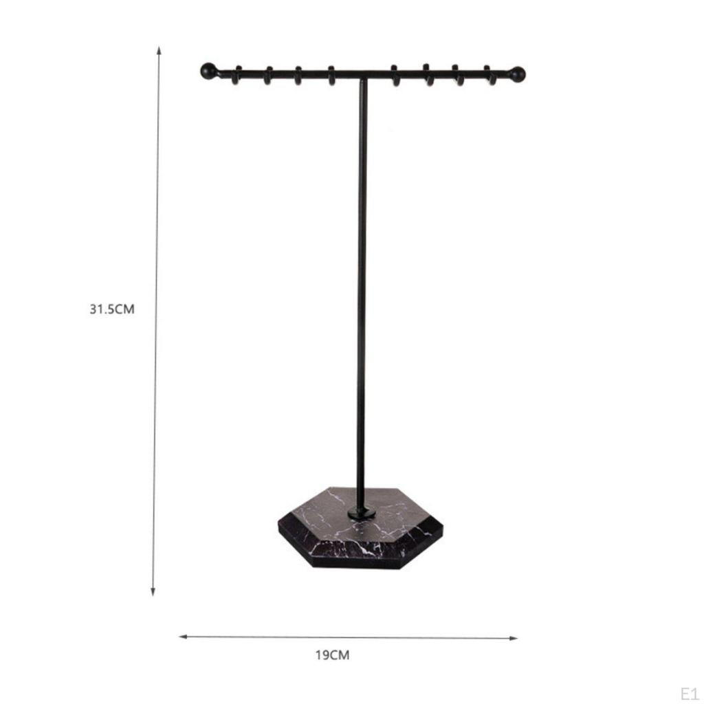 16 Hook Earring Stand Marble Pattern Base Double Row Jewelry Rack Desktop Design Crossbar