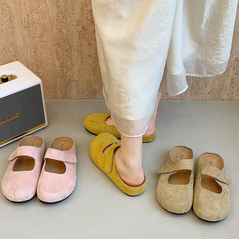 Birkenspring summer slippers female lazy one pedal 2025 new magic casual outer wear bag head half slippers female