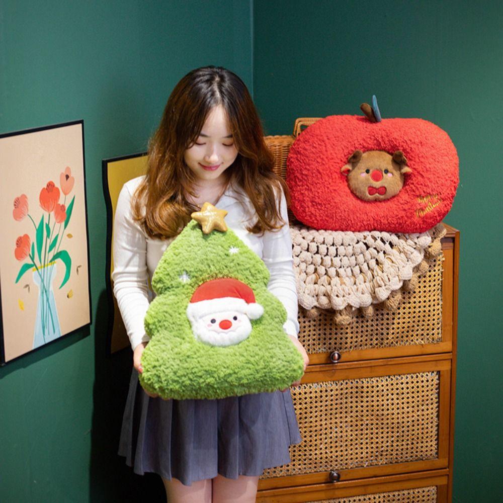 Santa Claus Cute Christmas Tree Pillow Kawaii Cartoon Stuffed Christmas Tree Super Soft Christmas Decorations Gift
