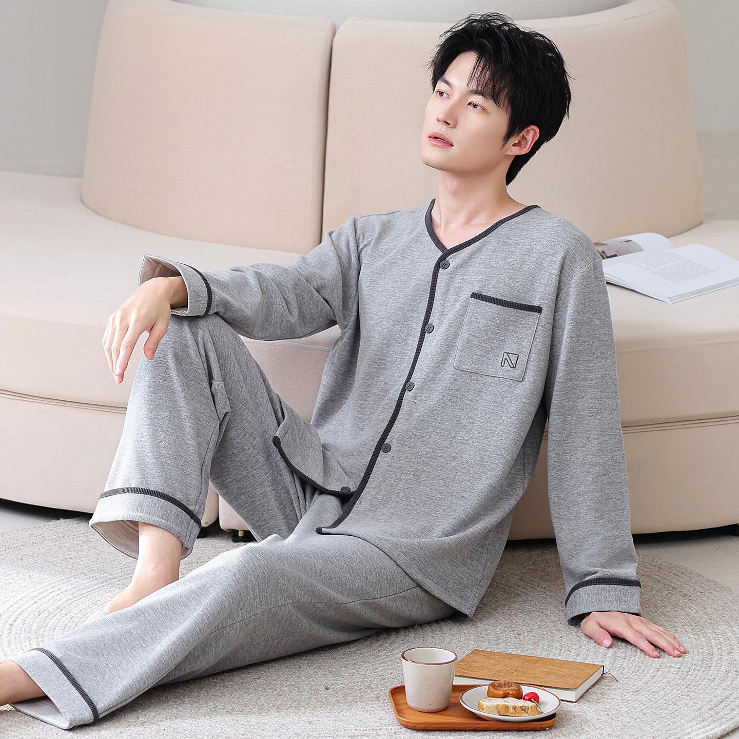 

Мужской фланелевый пижамный комплект 2025: Кардиган с лацканами, Теплая спортивная повседневная домашняя одежда XXL (175-180CM, 145-160kg)