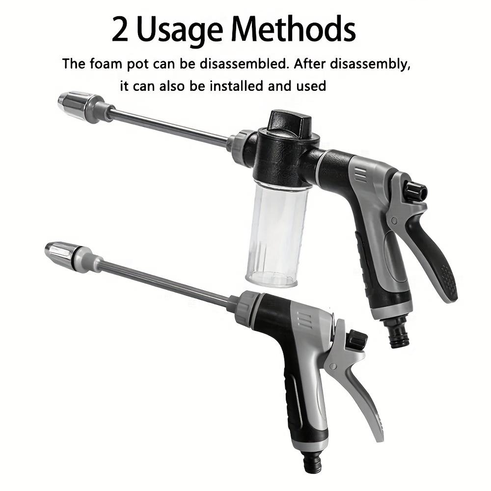 Hochdruck-Autowaschpistole mit Seifenspender – geeignet für Wohnmobil, Garten und Fahrzeug – einstellbare Düse, Fahrzeugreinigungswerkzeug.