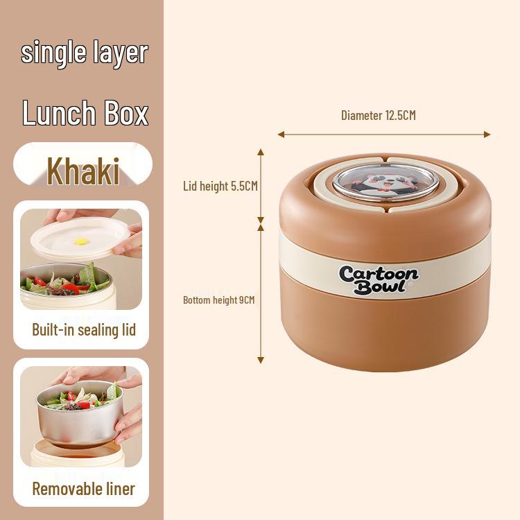 Läckagesäker Bento-låda i rostfritt stål med silikontätande lock för kontorsarbetare