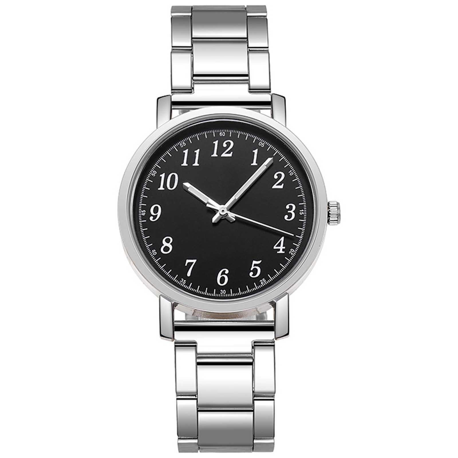 Elegant Women s Quartz Watch Polished Stainless Steel Band Black Dial Large Numerals Stylish Refined Fashionable Wristwatch