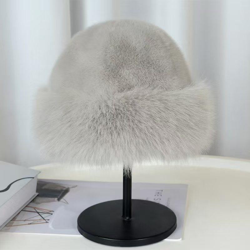 1Pc New Mongolian Plush Hat for Women, Thickened Warm Fashionable Bucket Hat, Windproof and Cold-resistant Hat