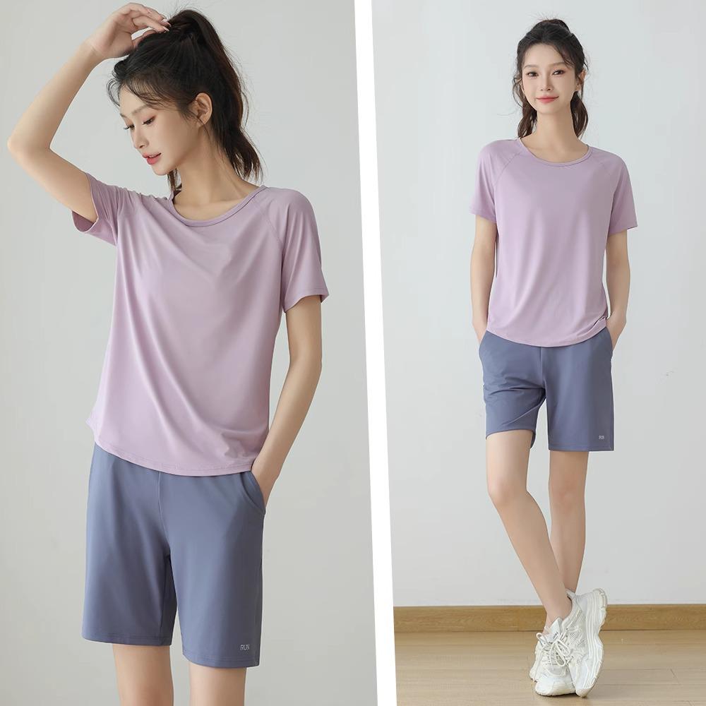 Women's High-Waist Quick-Dry Running Set with Phone Pocket - Loose Fit, Summer 4-Point Shorts