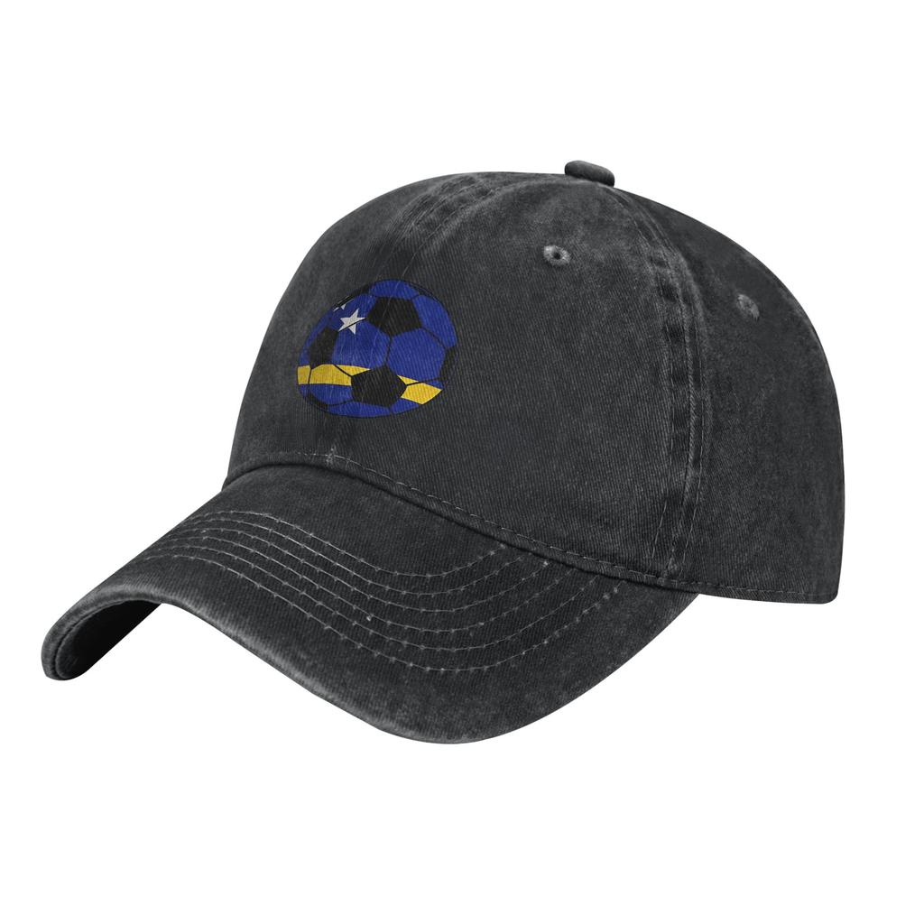 Curacao  Football Cup Map Baseball Caps Vintage Distressed Washed  Sun Cap Unisex Outdoor Workouts Adjustable Hats Cap