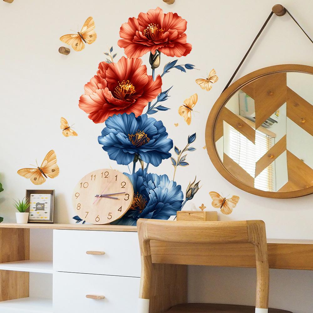 Hand-Painted Floral Wall Sticker Elegant Nature Self-Adhesive Removable Decor for Bedroom Living Room Home