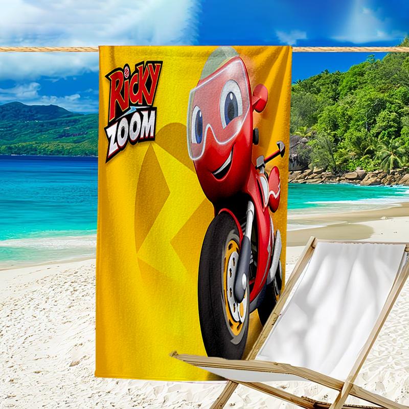 proof beach towel with a Ricky Zoom pattern - soft,absorbent,quick-drying,machine washable - perfect for swimming,camping,bathing