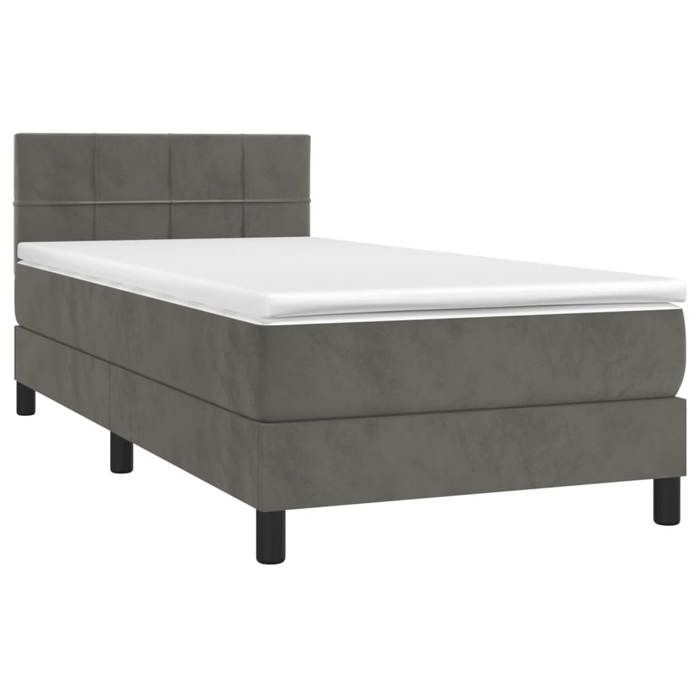 Exclusive House - LED Bed Slat Base with Mattress Dark Grey 100x200 Cm