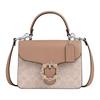 Courtney 20 Brand Print Coated Canvas And Glossy Calfskin Tote Bag Small Women Tote Bag Brown CCE22-SVPWH