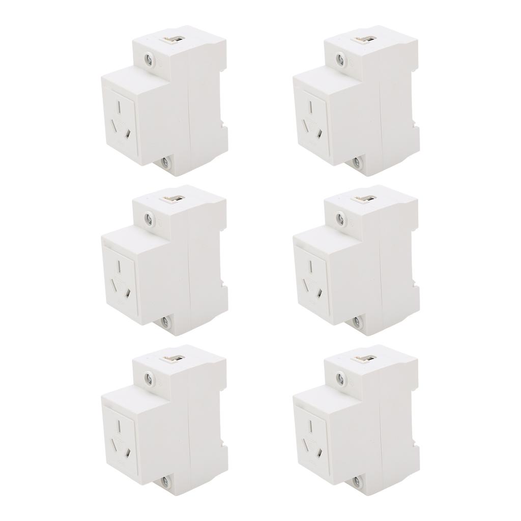 6PCS Modular Socket Guide Rail Power Socket 3 Hole 250V Industrial Power Outlet for Electric Appliance