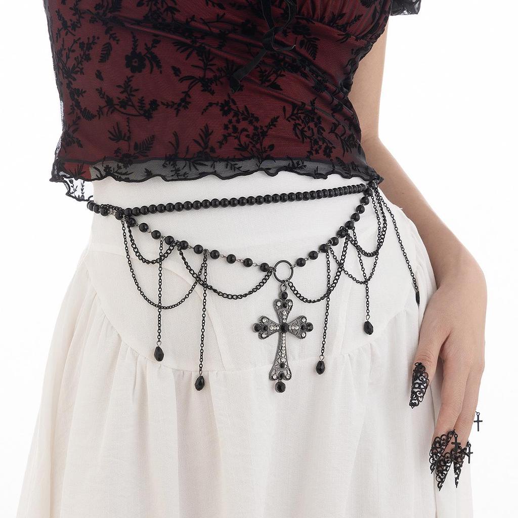 Women's Dark Style Crystal Tassel Iron Chain Body Jewelry