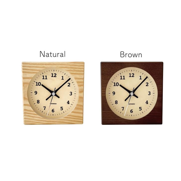 KATOMOKU Dual Use Clock 6, Brown, km-131BRRC, Wall/Tabletop Use, Radio-Controlled Clock, Continuous Second Hand, 14cm