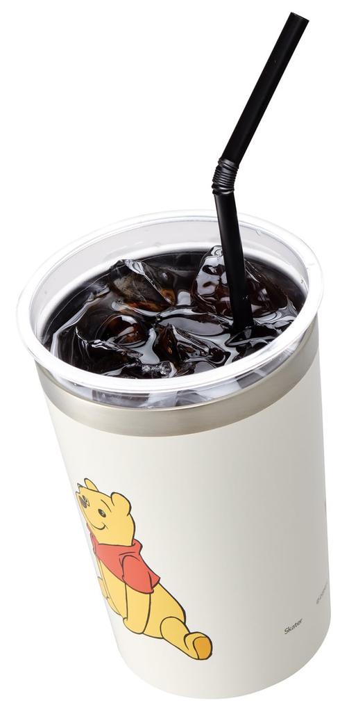 Skater Insulated Stainless Steel Tumbler for Convenience Store Coffee, 400ml, Medium, Disney Winnie the Pooh Funny Face Design, STCV2