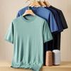 Dibinze Men's Plus Size Wool Knit Short Sleeve T-Shirt