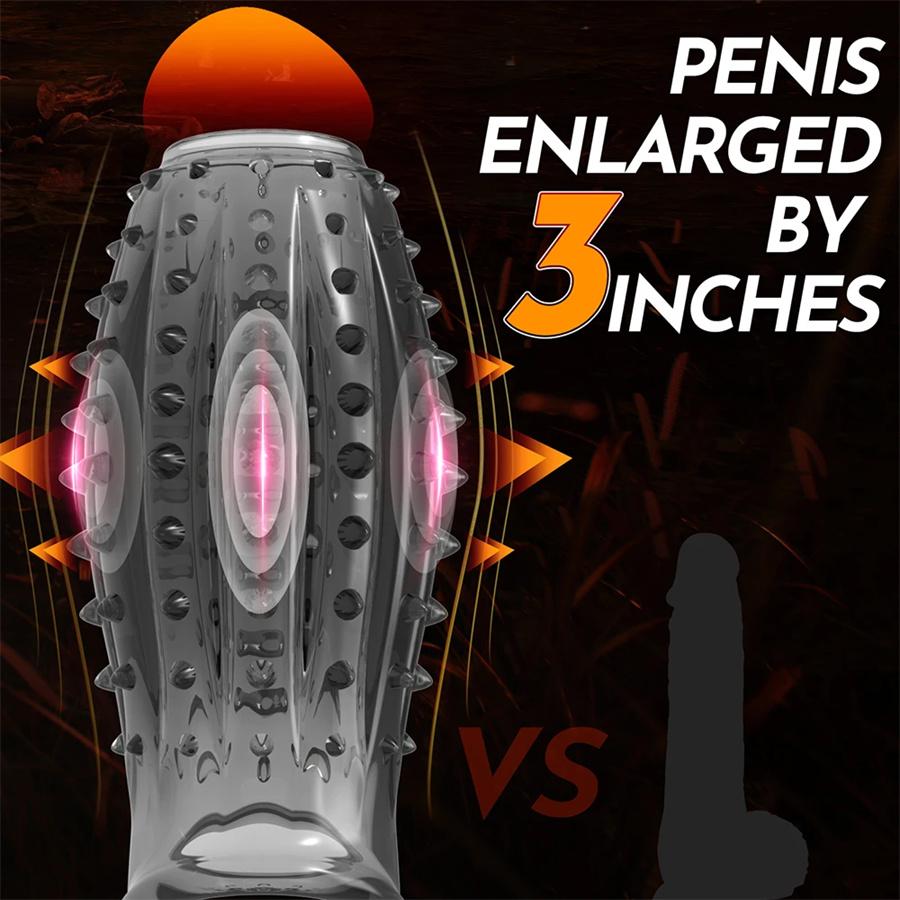 Penis Enlargement Sleeve Stronger Erection Cock Sleeve Delay Ejaculation Cock Rings Sex Toys For Men Couples Adult Supplies