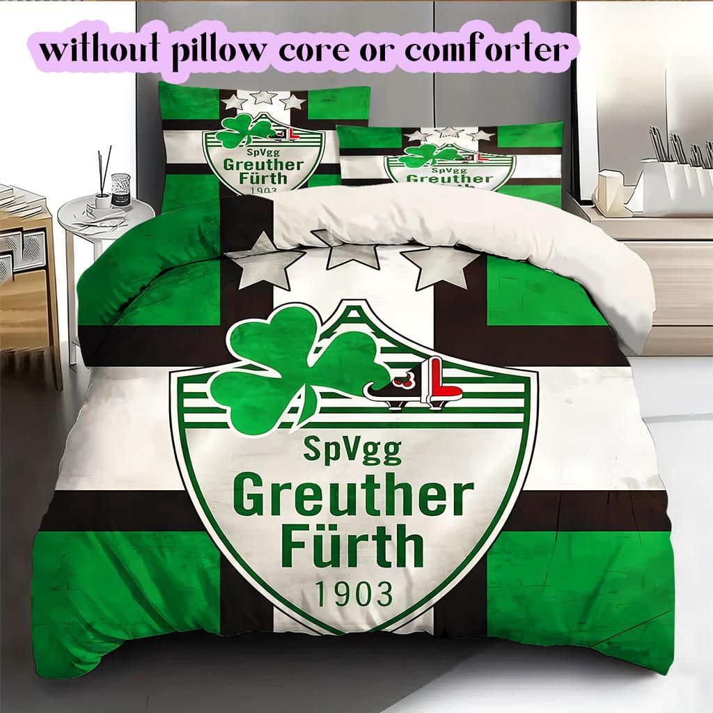 SpVgg Greuther Fürth Vzorovaná Sada Povlečení Přikrývka Potah na Přikrývku Povlak na Polštář Domácí Dekorace Dárek k Narozeninám (1 * povlak na peřinu + 2 * povlak na polštář, bez jádra)