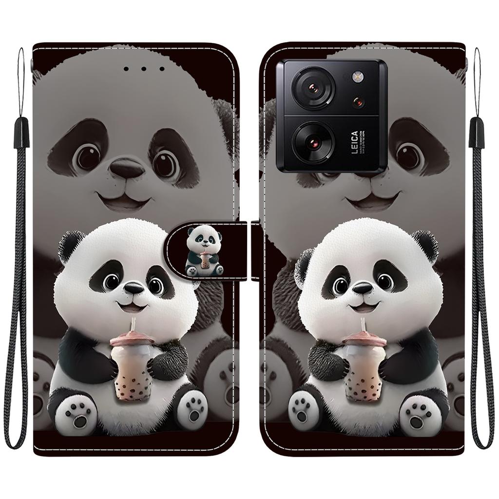 Handgefertigte PU-Leder-Flip-Hülle für Xiaomi 13T / 13T Pro Rutschfeste, stoßfeste Hülle mit Handschlaufe und Herz-/Rosen-/Katzen-Designs