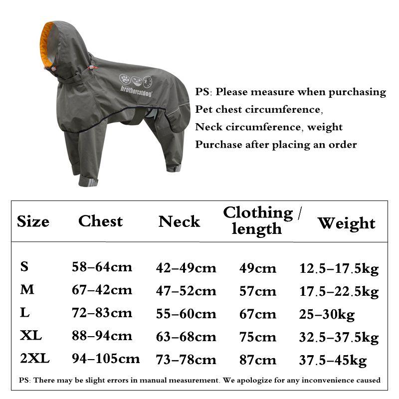 

Waterproof Dog Raincoat Jumpsuit For Medium Large Dogs Rain Coat Outdoor Pet Clothes Puppy Doberman Labrador Husky Jacket XS（old）