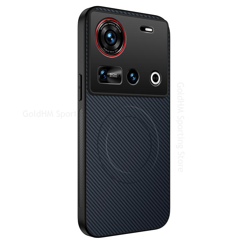 Carbon Fiber Wireless Charging Phone Case For ZTE Nubia Z70 Ultra Soft Bumper Phone Cover Magnetic Fundas Cover For ZTE Nubia Z70 Ultra Coque Shell
