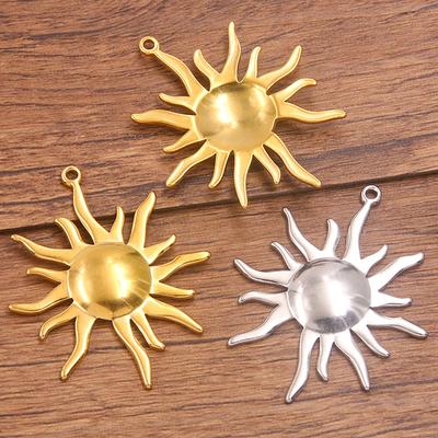1Pcs 37X45mm Stainless Steel Jewelry Accessories Sun Pendant