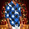 Men's Casual Long Sleeve Christmas Print Shirt for Spring and Fall
