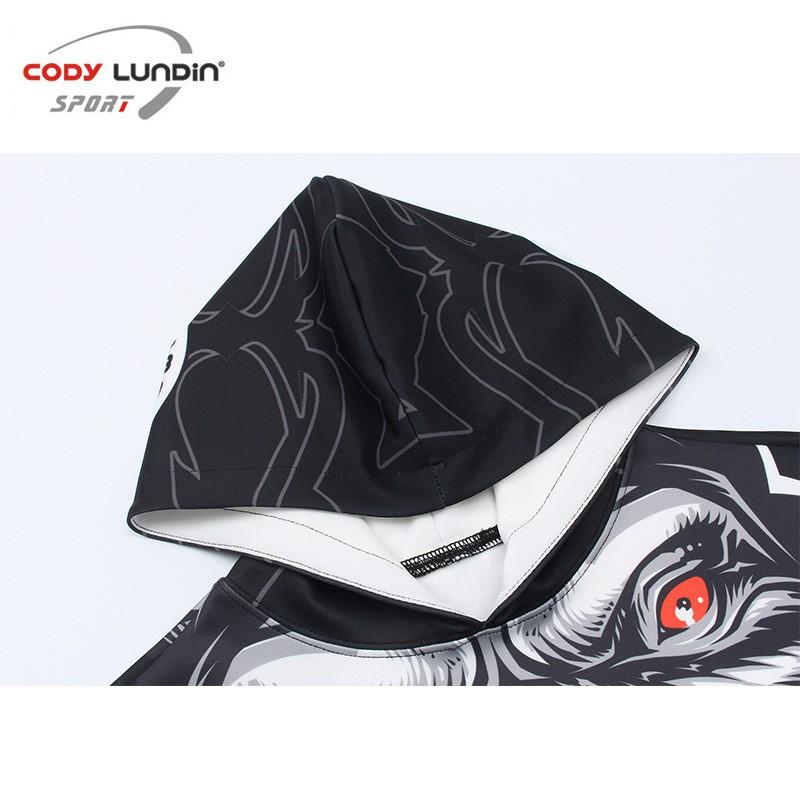 Mens Slim Fit Hooded Gym Workout Top Digital Print Long Sleeve Athletic Shirt Fitness Running Training