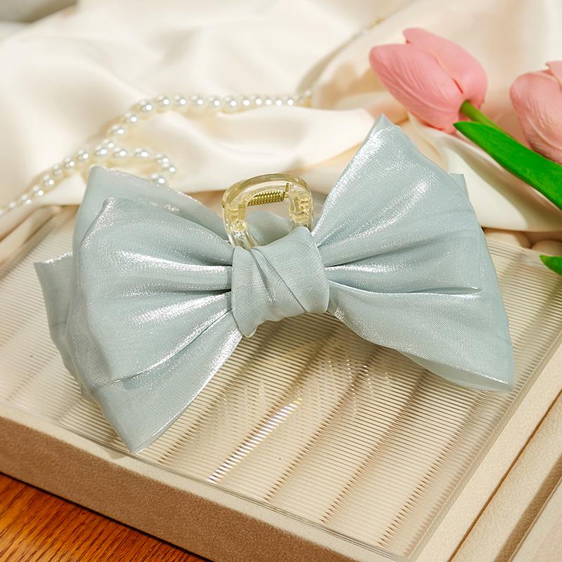 

Милая заколка-краб с бантиком из страз - Универсальный аксессуар для волос из сетки