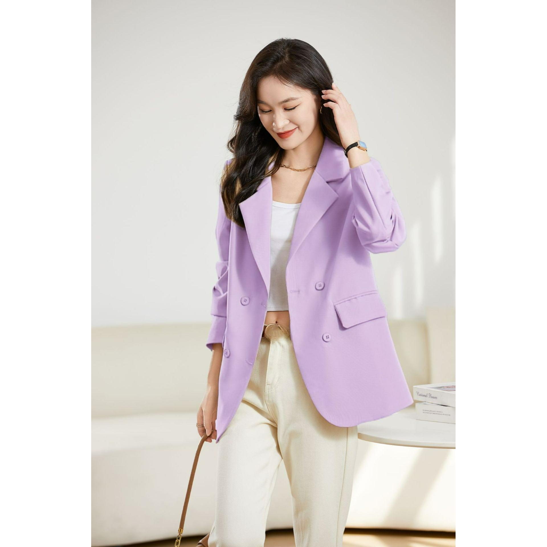Casual Suit Jacket Women s Autumn Plus Size Women s Tops Fashion Age-reducing Suits S фиолетовый