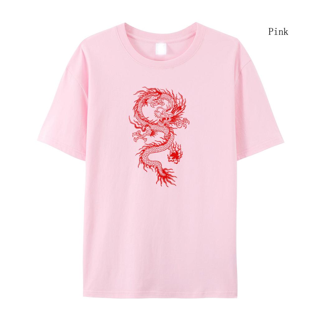 Women Summer Short Sleeved T-shirt  Red Dragon Hoody Oversize Loose Short Sleeved  Autumn  T-shirt Fashion Casual Clothing