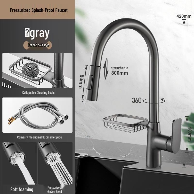 OEING Copper Pull-Out Kitchen Faucet with Storage Rack