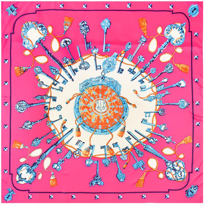 130*130cm TOP Silk White key luxurious Scarves Women Foulard Square Hijab Scarf Ladies Shawl wrap muffler pareo female hijab