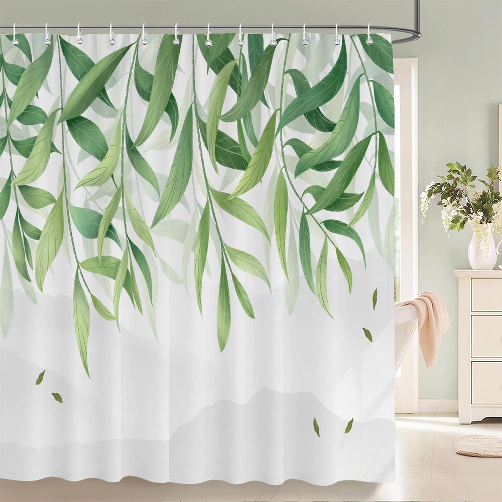 3D Bathroom Curtains Tropical Green Plants Palm Leaf Shower Curtain Waterproof Fabric Bath Screen With Hooks Home Decor Curtain