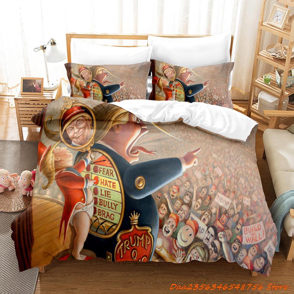 

Комплект постельного белья USA Trump Single Twin Full Queen King Size Комплект постельного белья Aldult Kid Bedroom Duvetcover Sets 3D Print Anime Bed Sheet Set EU Single(135x200cm)