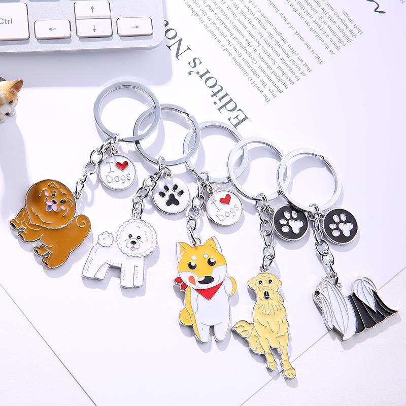 Cute Dog Keyring Gifts Fashionable Animal Charms Small Accessories Car Keyrings and Bag Charms