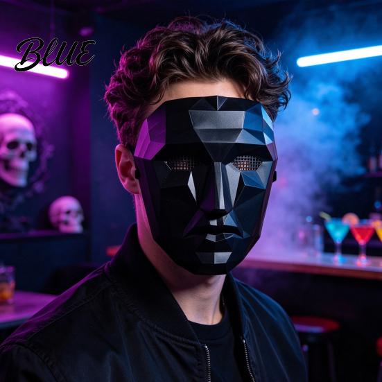 Halloween Mask Geometric Mask Polygonal Cool Party with Mesh Eyes Breathable Vision Black White Cosplay for Masquerade Costume Accessory