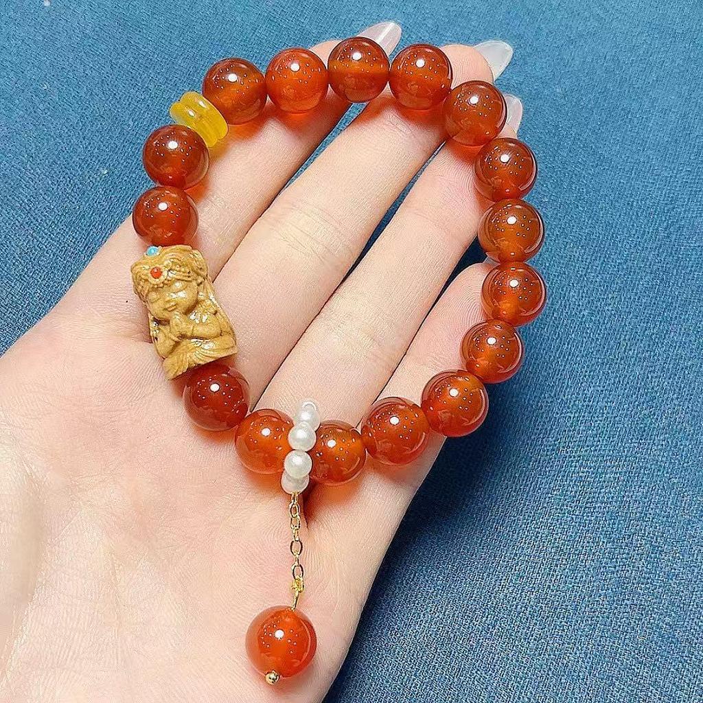 Red Agate Zhakilam Bracelet - Chinese Style Original DIY Design