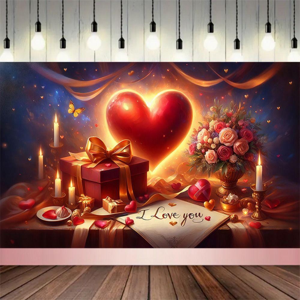 Balloon Valentine's Day Photography Backdrop Gift Happy Valentine's Day Banner  Photo Booth