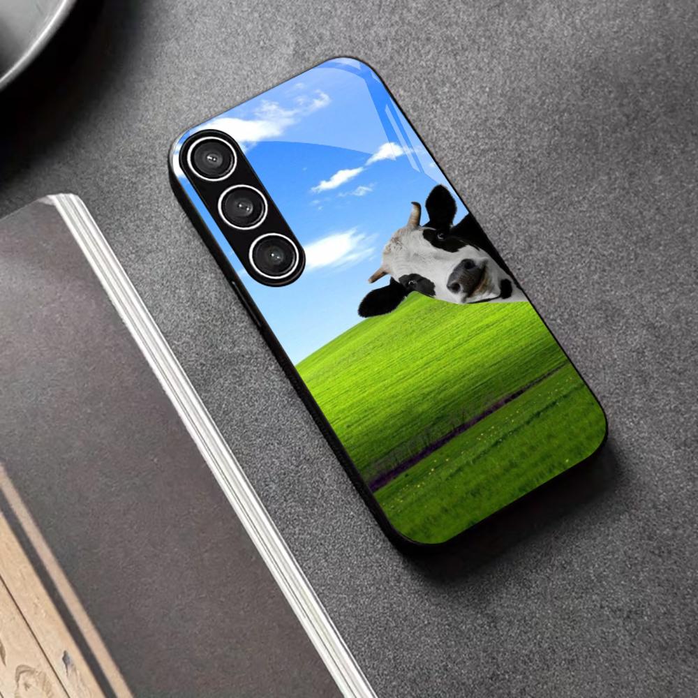 

silly Cattle Protective Exquisite High-end PhoneCase Glass PhoneCase for Samsung Galaxy S26 S25 S24 S23 S22 S21 FE,Ultra,Plus GalaxyS25