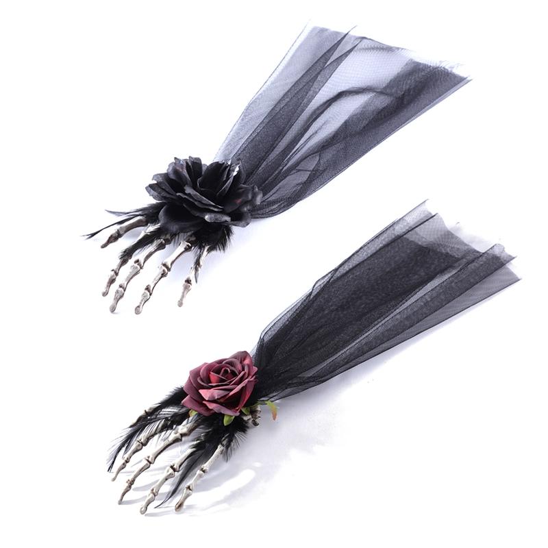 Lolita Hairpin Veil Gothic Headwear Black Veil Small Hat Lolita Hair Accessories Day Of The Dead Headband And Veil