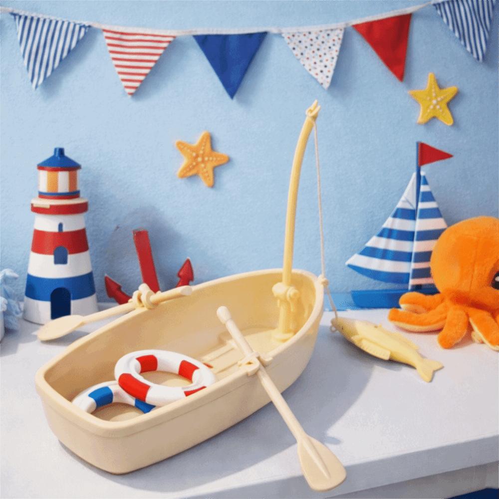 Nautical Style Floating Plastic Boat Mini Fish Tank Landscape Fishing Boat Model  DIY Home Ornament