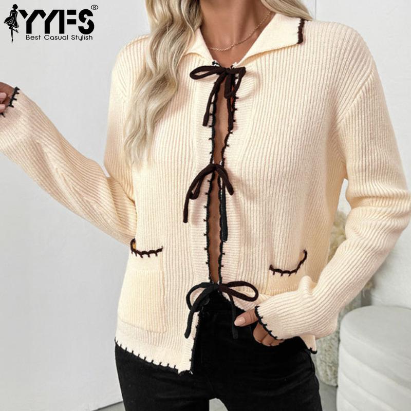 YYFS Dámská móda Ležérní Podzim Zima Jednobarevný potisk POLO svetry s dlouhým rukávem