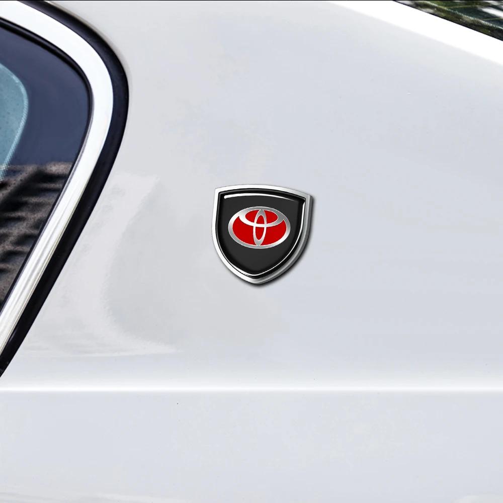Car Styling 3D Meta Auto Door Shield Emblem Car Body Badge 3D Sticker For Toyota Corolla Yaris Chr Auris RAV4 Land Cruiser Camry