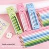 12-Piece Set of Gradient-Colored Pencils In a Box: Natural Wood Finish, Eco-Friendly, Pastel “Macaron” Colors