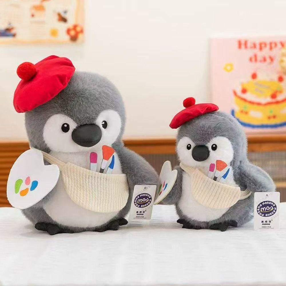 Handmade Penguin Hug Fish Plush Toys Fluffy Penguin Painter Stuffed Toys  Party Supplies