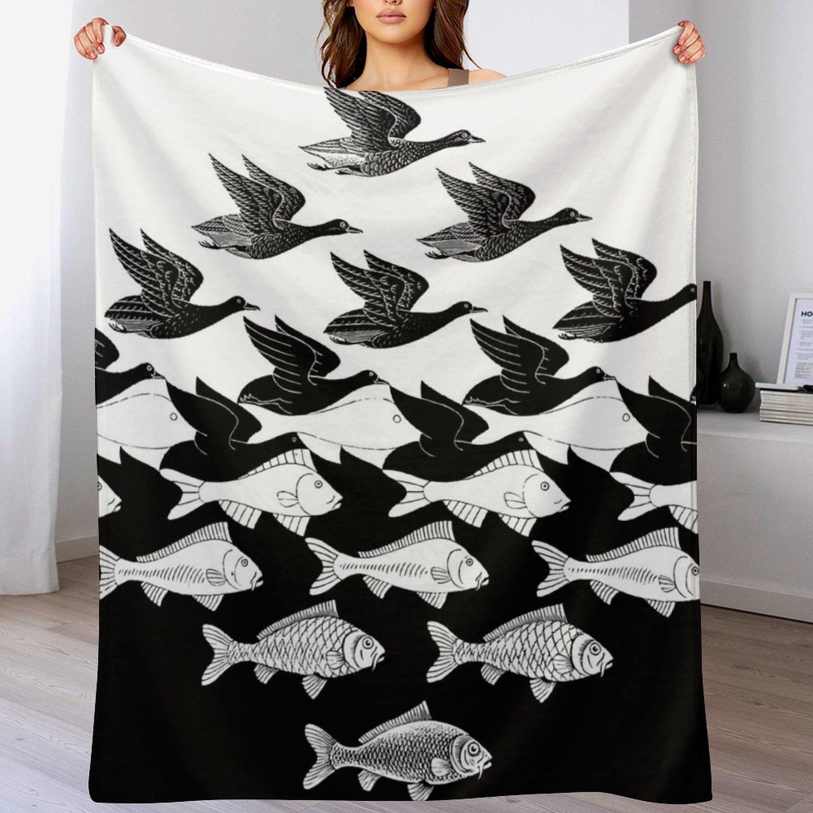 

Escher Sky and Water Throw Blanket Long Lasting Soft Plush Blanket for Daily Use 102x76cm(40x30in)